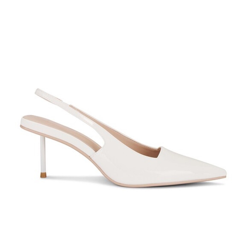 FEMME LA x REVOLVE G55 Kitten Heels shoes White cream Slingbacks 7 - Picture 2 of 13